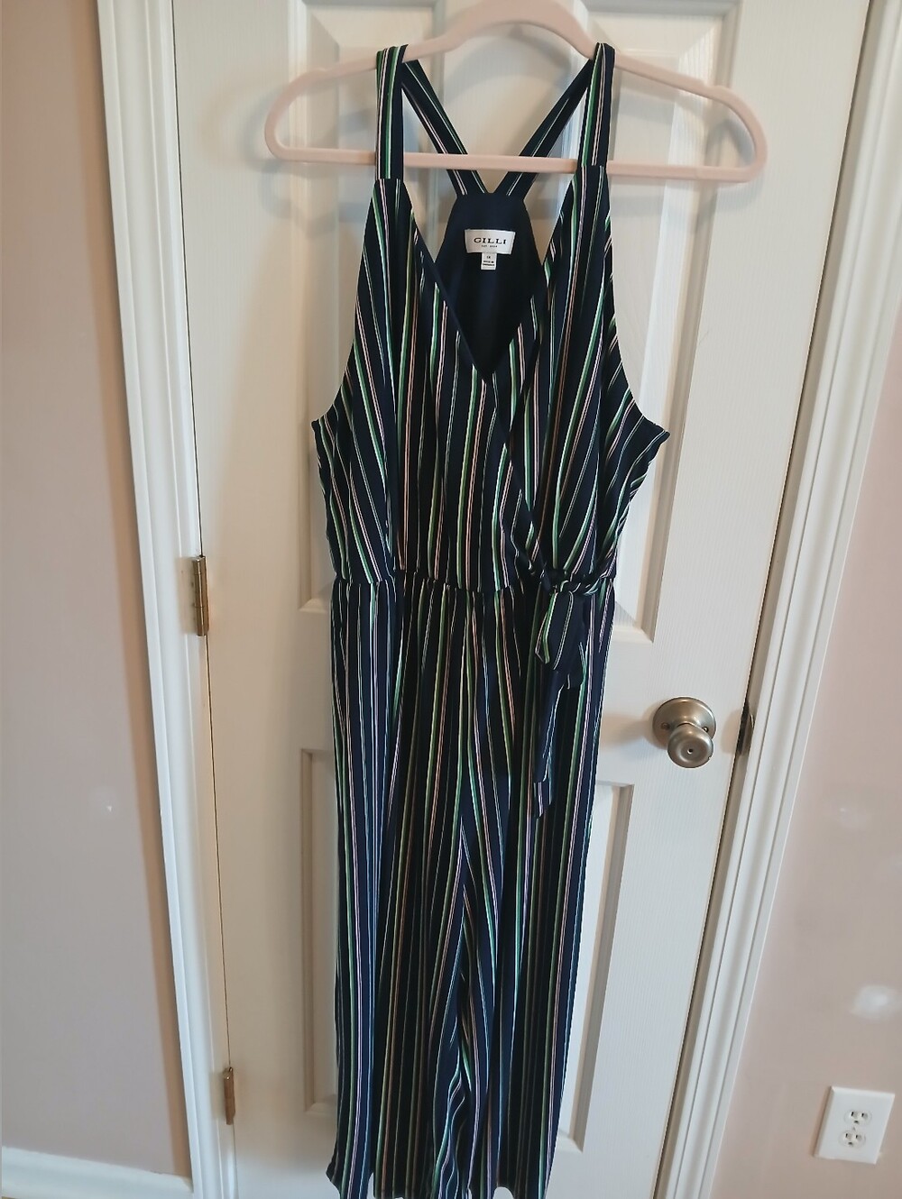 Gilli Girls Navy Striped One-Piece Jumpsuit